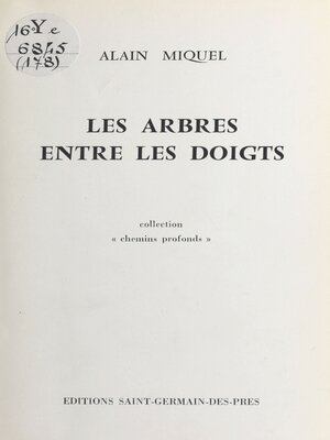 cover image of Les arbres entre les doigts